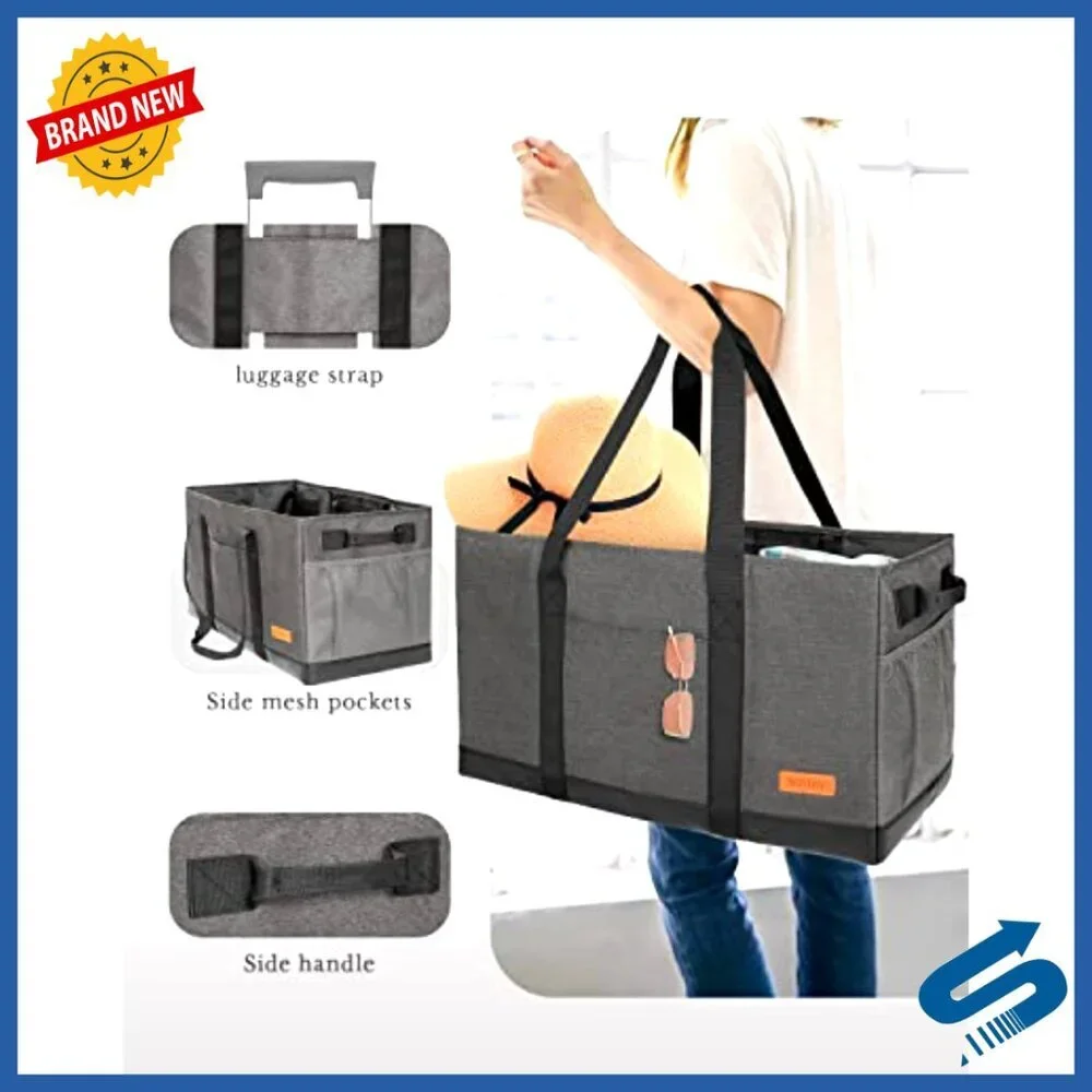 Extra Large Standing Utility Tote Bag Reusable Grocery Shopping Heavy Duty